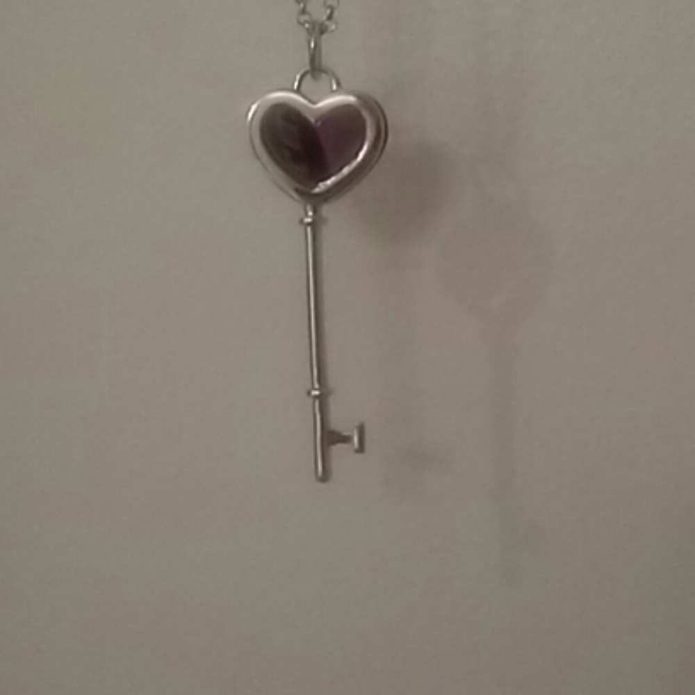Sterling Silver Heart and Key Necklace